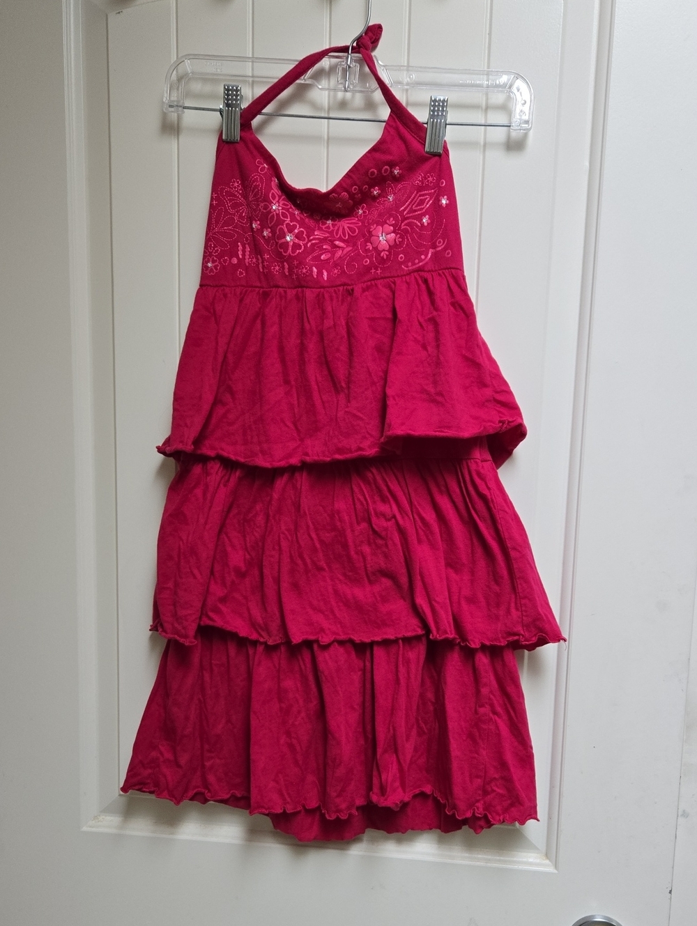 The Children Place Girls Tiered Halter Dress in Fuchsia Casual Summer Large